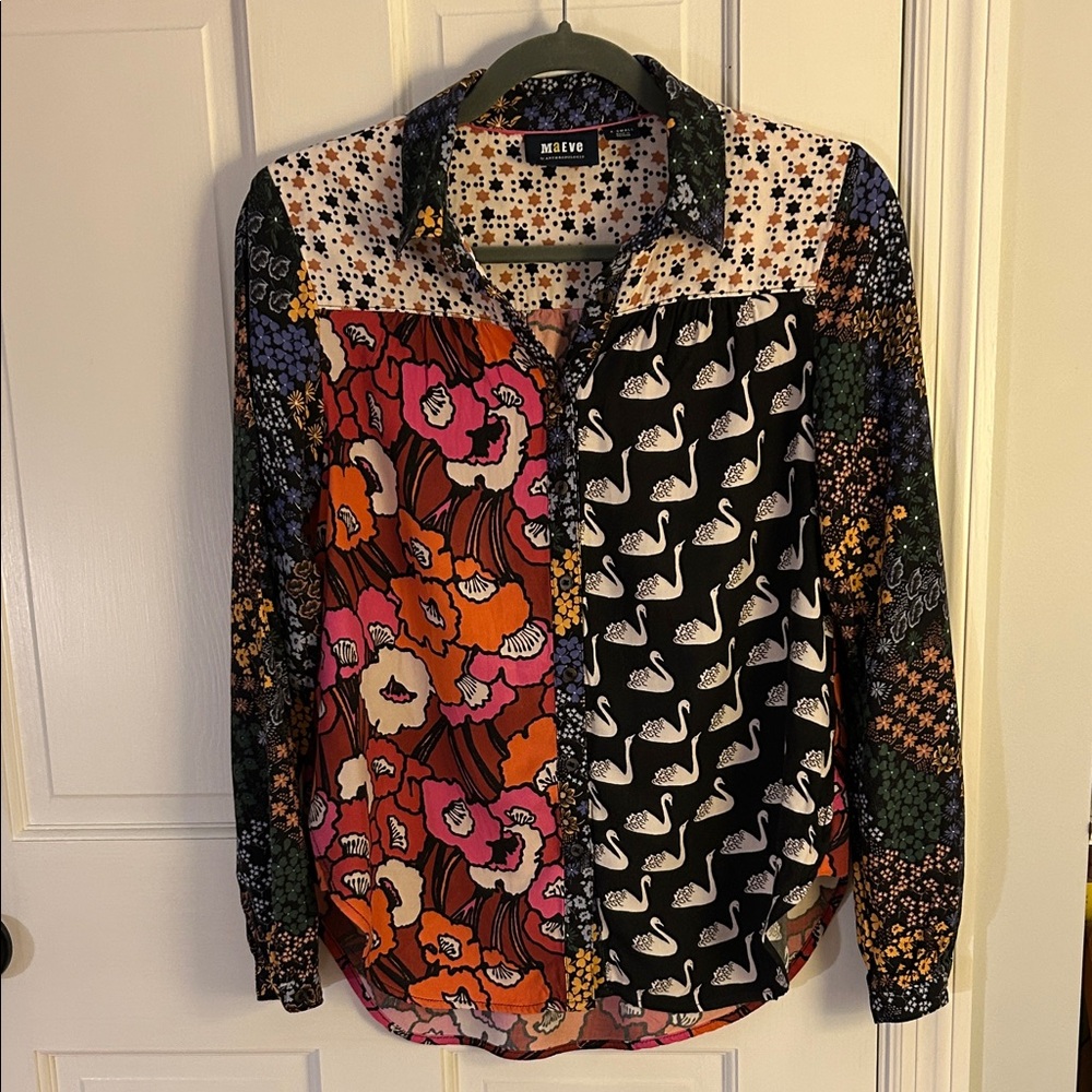 Anthropologie, Maeve Multicolor Patterned Blouse size xs